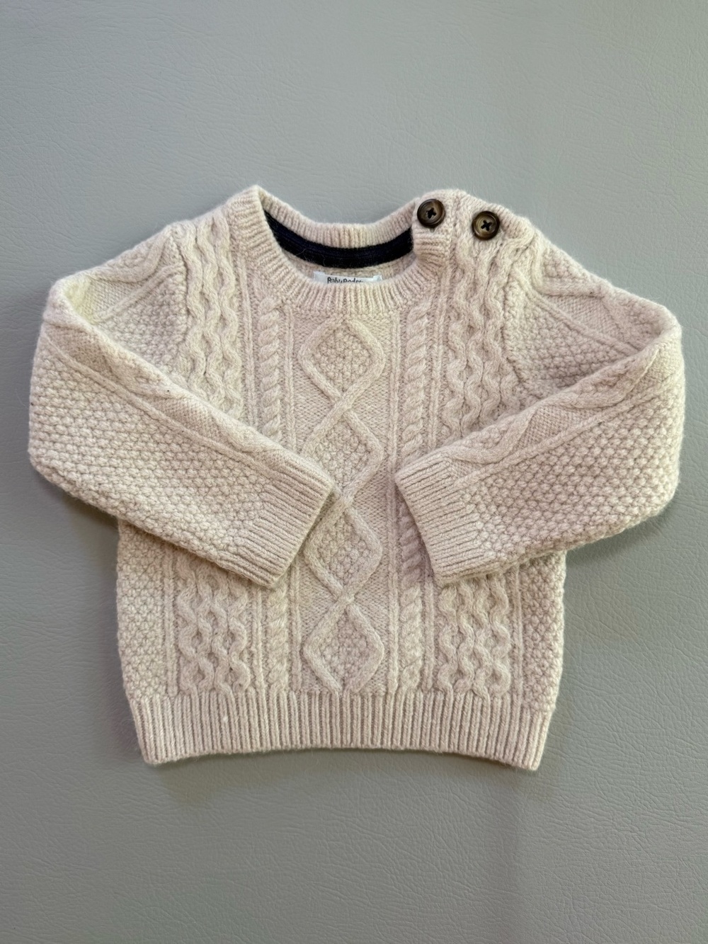 Baby Boden Cream Fisherman’s Sweater Wool Blend Size 18-24M - Shrunk - 6-12M